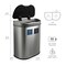 Silver Stainless Steel Dual-Compartment Trash Can with Motion Sensor and Soft Close Lid